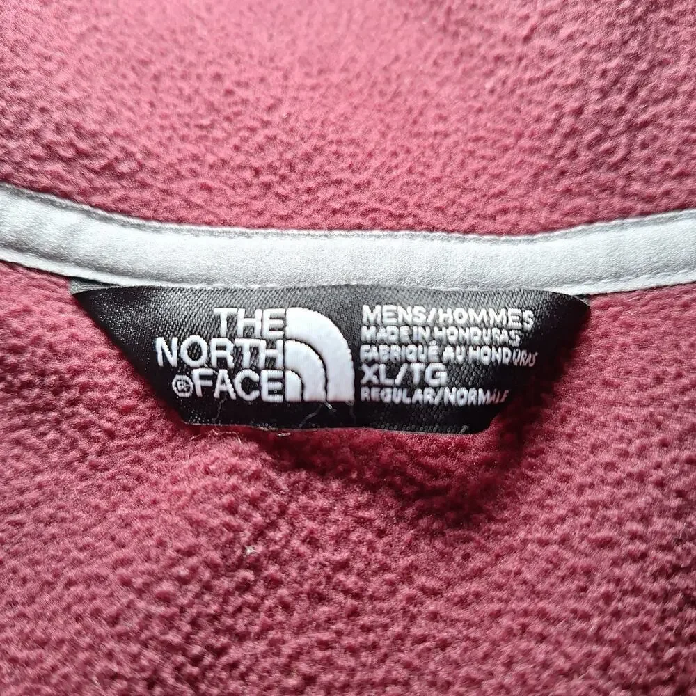 The North Face Sweatshirt Mens XL Red Maroon Fleece Pullover 1/4 Zip Long Sleeve
